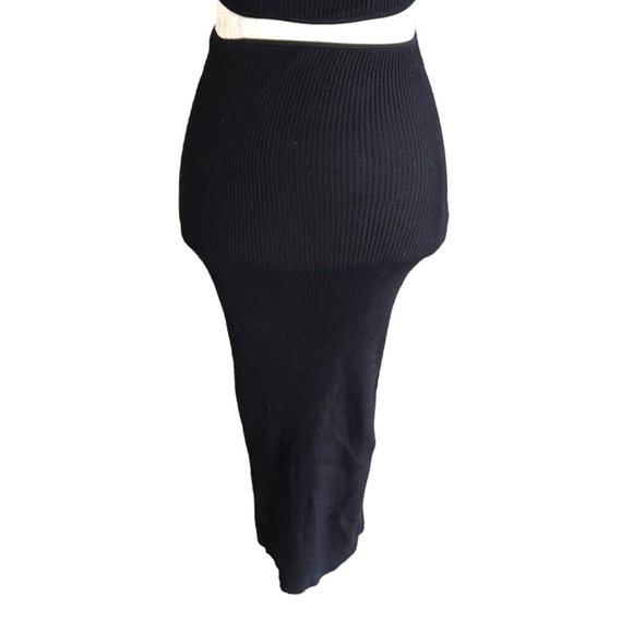 NEW House of Harlow 1960 Black Ribbed Midriff Cutout Bodycon Midi Dress - XS - Picture 12 of 15
